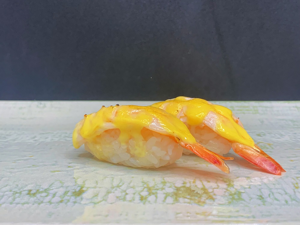 Nigiri de gamba flameado